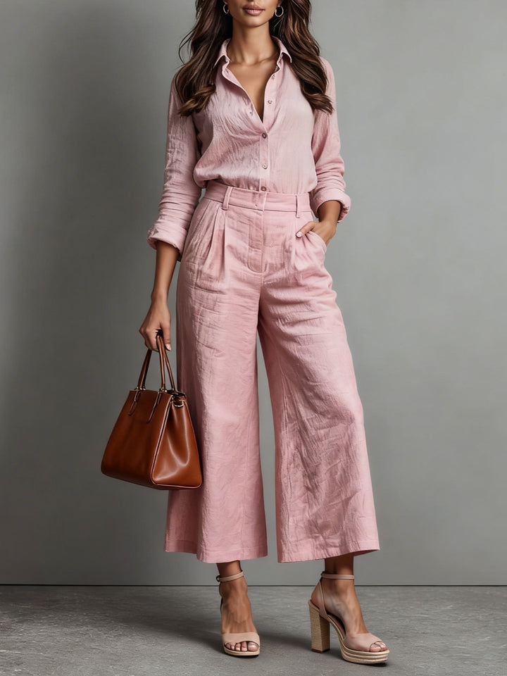 Florence | Women's Linen High-Waist Wide-Leg Two-Piece Co-ord Set