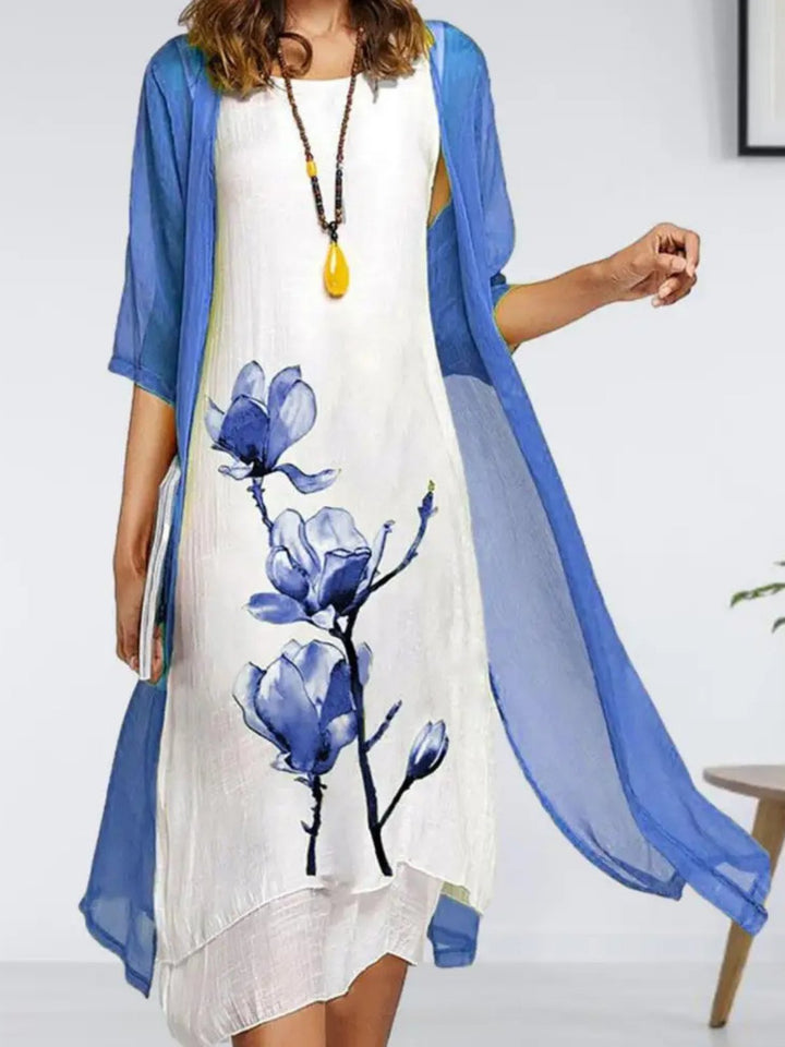 Willow | Women's Linen Sleeveless Midi Dress Chiffon Cardigan Set