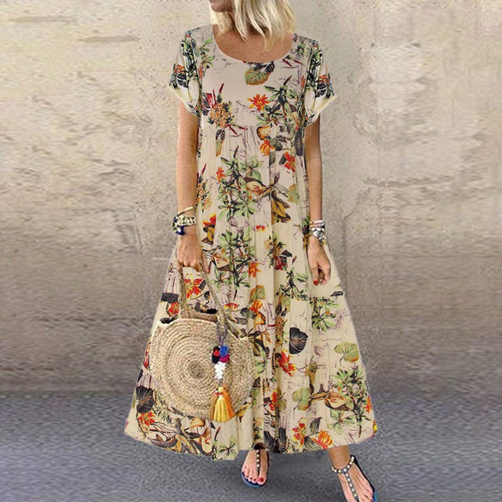 Lily | Women's Loose-Fit Floral Print Short Sleeve Maxi Dress