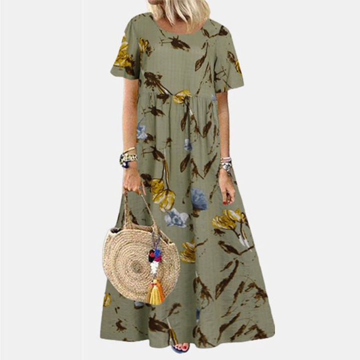 Lily | Women's Loose-Fit Floral Print Short Sleeve Maxi Dress