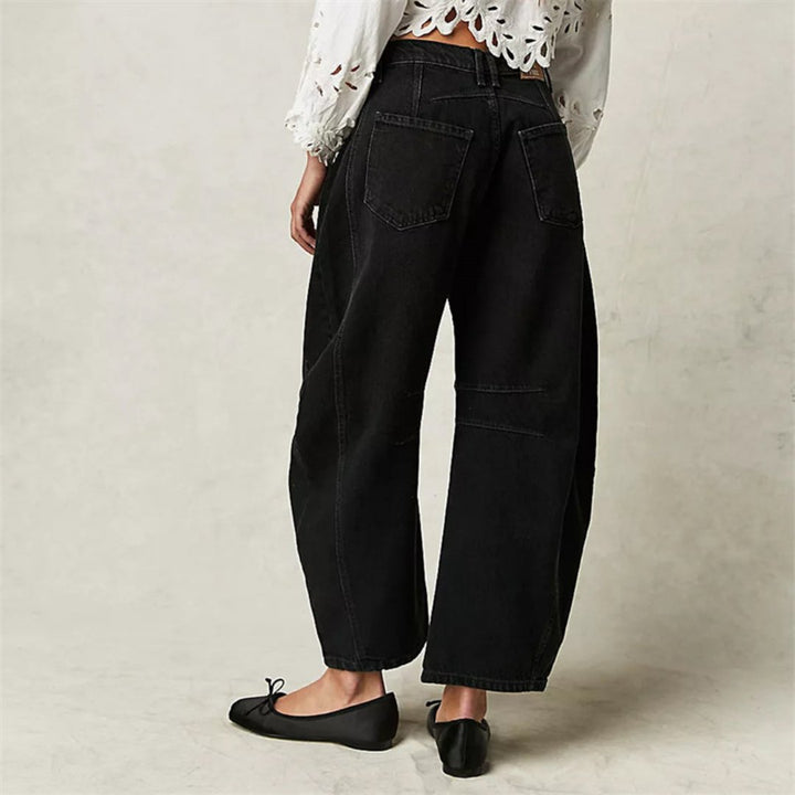 Mia | Women's Mid-Rise Cropped Barrel-Leg Heavyweight Denim Jeans