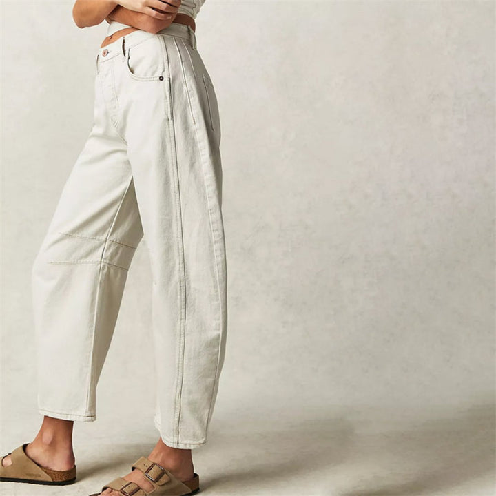Mia | Women's Mid-Rise Cropped Barrel-Leg Heavyweight Denim Jeans