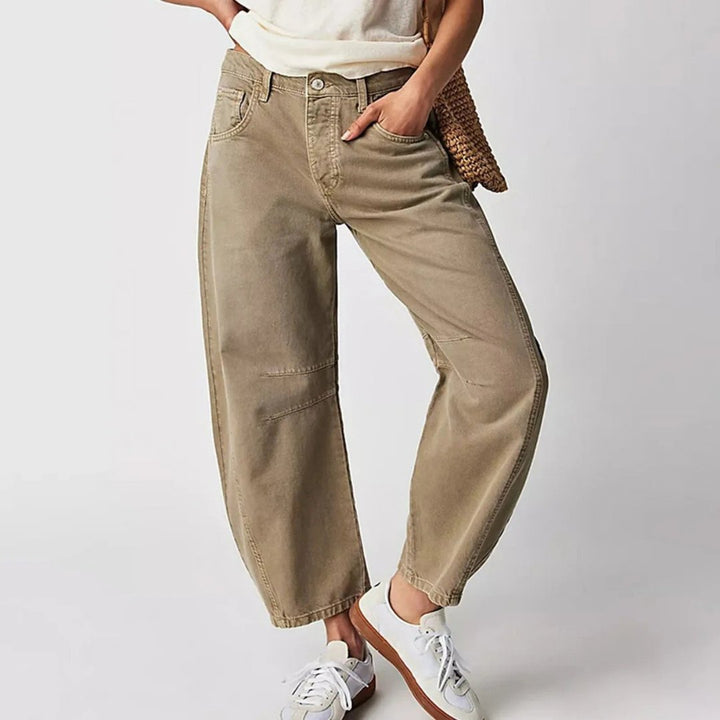 Mia | Women's Mid-Rise Cropped Barrel-Leg Heavyweight Denim Jeans