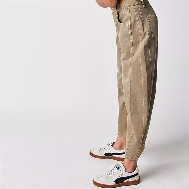 Mia | Women's Mid-Rise Cropped Barrel-Leg Heavyweight Denim Jeans