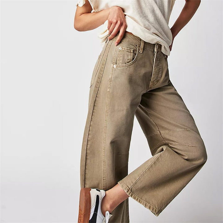 Mia | Women's Mid-Rise Cropped Barrel-Leg Heavyweight Denim Jeans