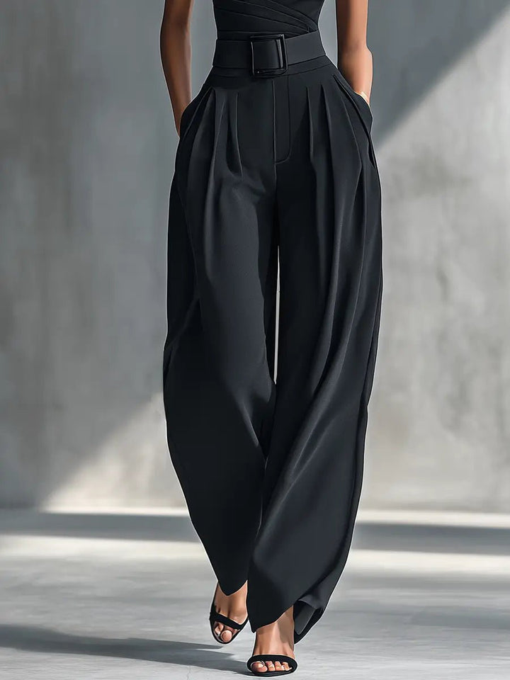 Phoebe | Women's One-Shoulder Knit Wide-Leg Trouser Set