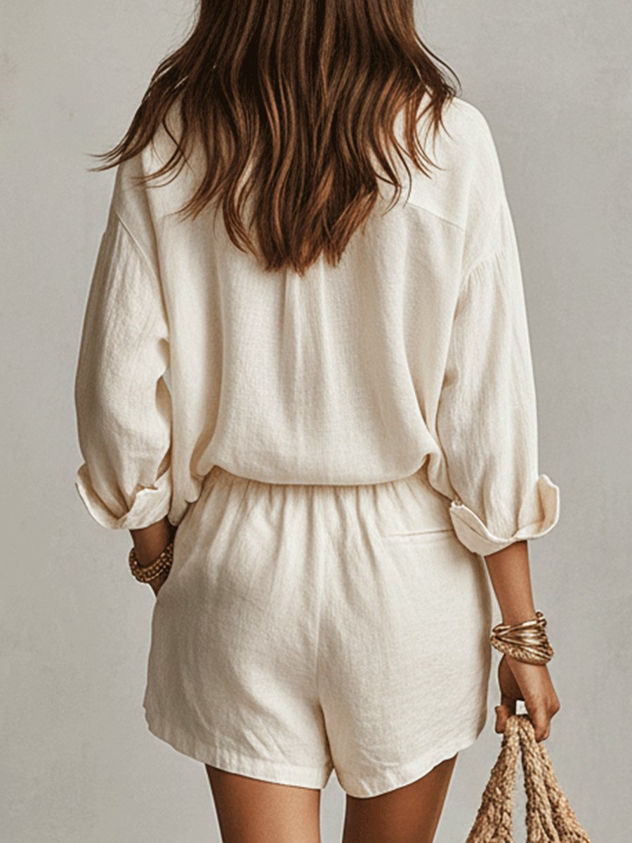 Grace | Women's Oversized Linen Shirt Shorts Set