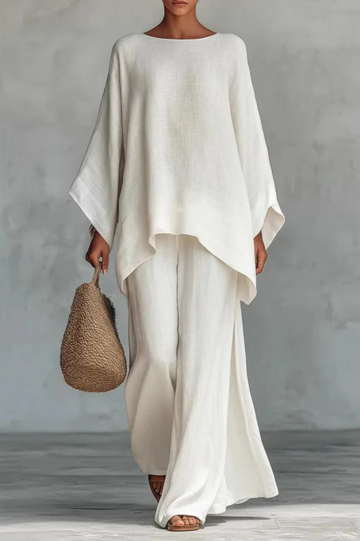 Florence | Women's Relaxed Batwing-Sleeve Linen Wide-Leg Trouser Co-ord Set