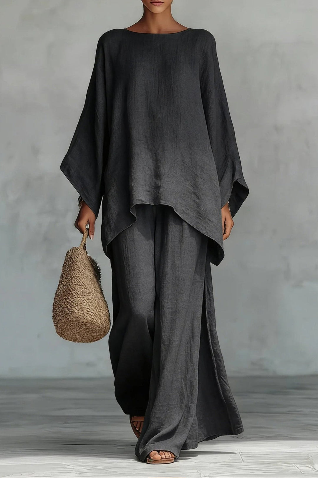 Florence | Women's Relaxed Batwing-Sleeve Linen Wide-Leg Trouser Co-ord Set