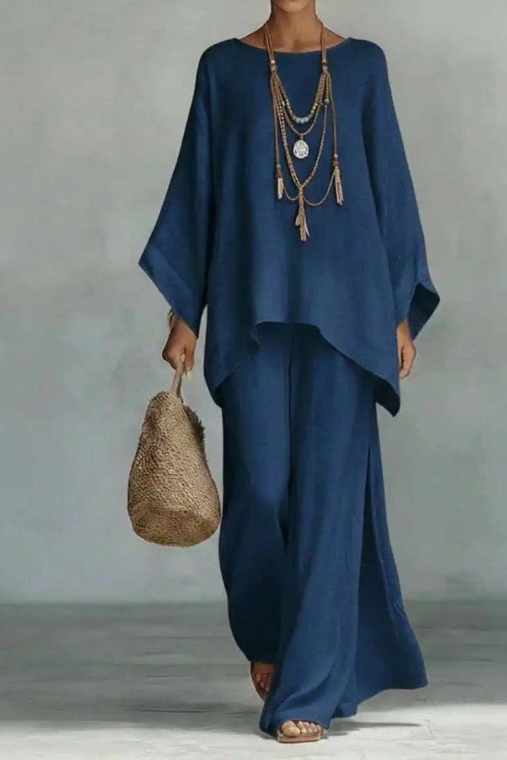 Florence | Women's Relaxed Batwing-Sleeve Linen Wide-Leg Trouser Co-ord Set