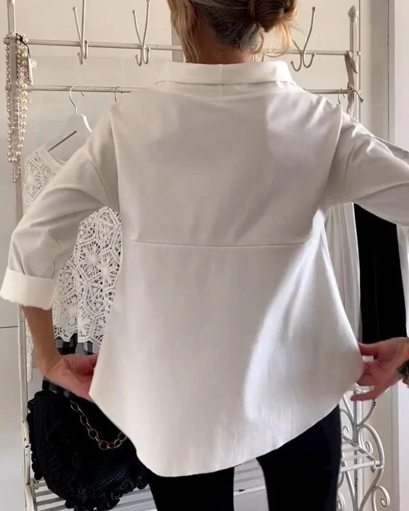 Emily | Women's Relaxed-Fit Cowl Neck Three-Quarter Sleeve Casual Top