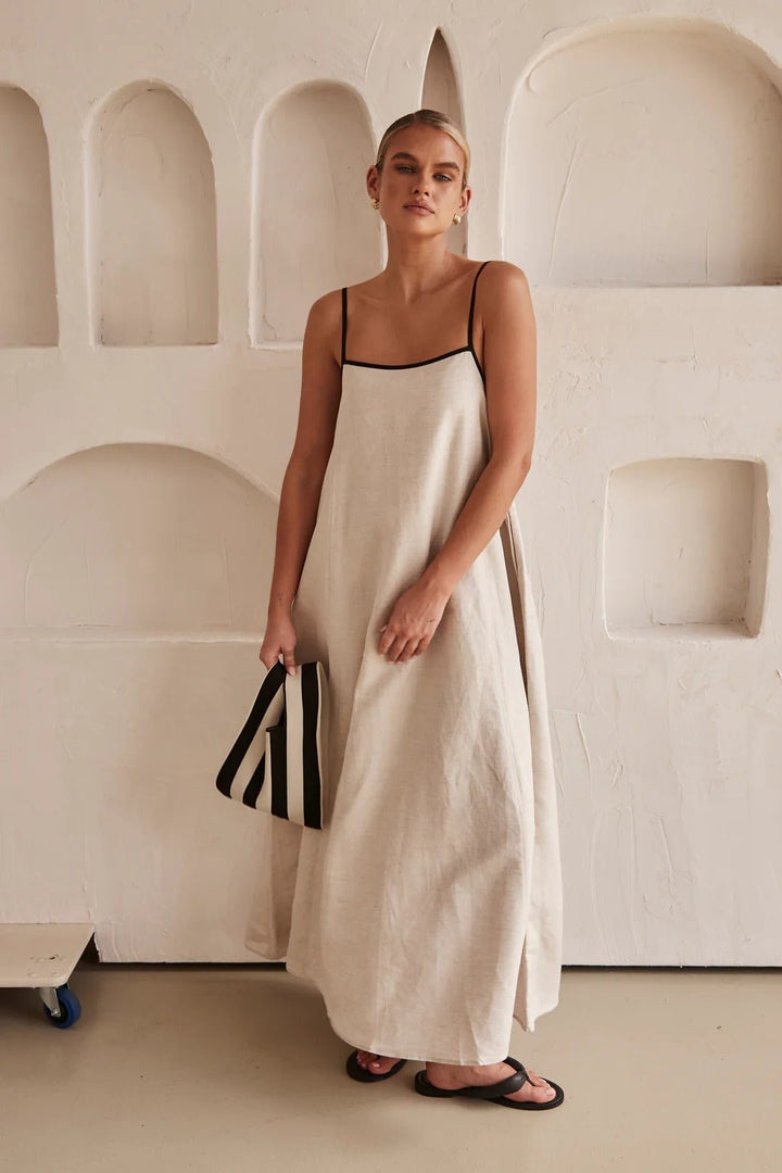 Isla | Women's Relaxed-Fit Linen Maxi Dress with Adjustable Straps