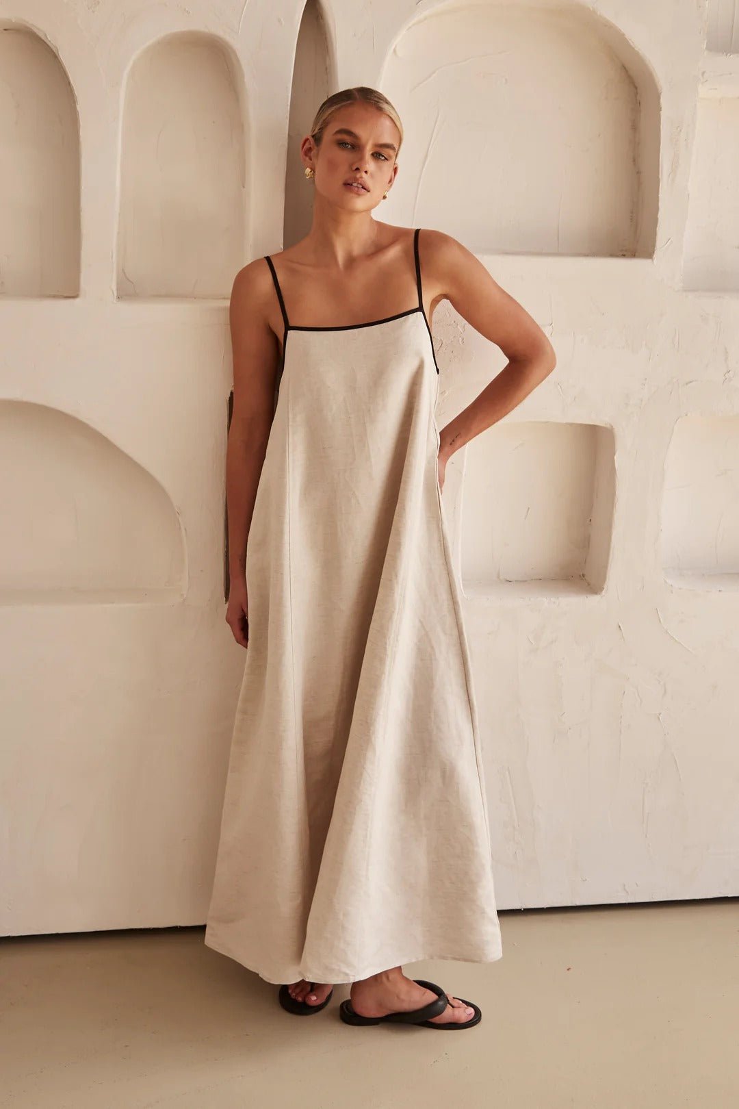 Isla | Women's Relaxed-Fit Linen Maxi Dress with Adjustable Straps