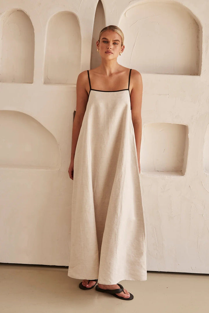 Isla | Women's Relaxed-Fit Linen Maxi Dress with Adjustable Straps