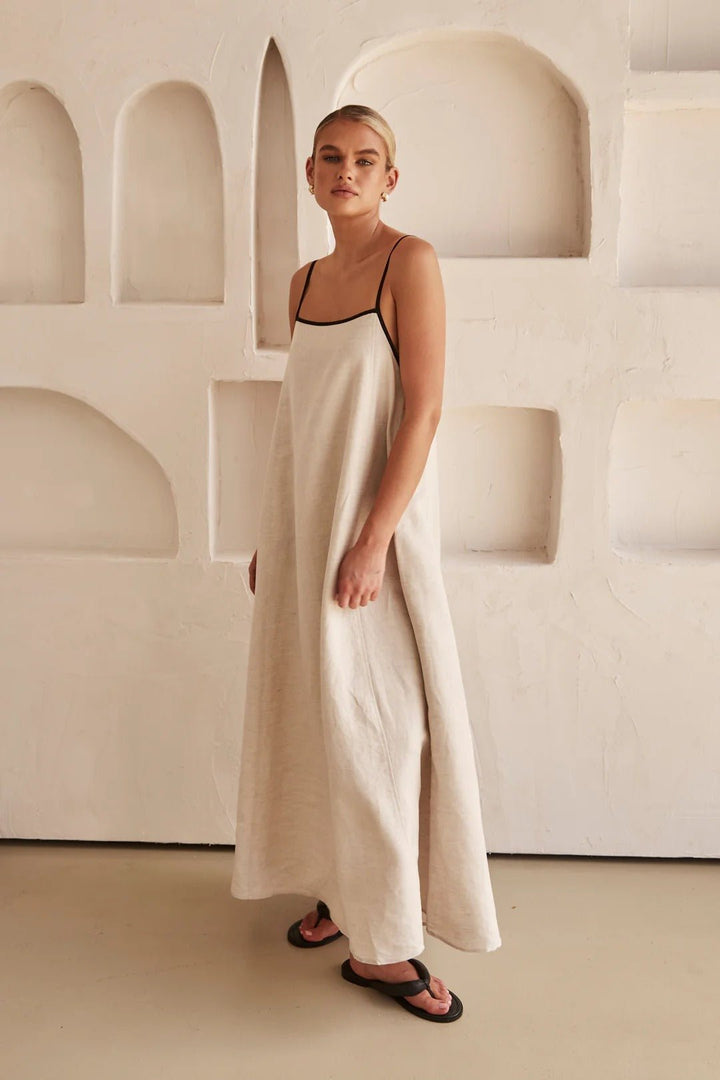 Isla | Women's Relaxed-Fit Linen Maxi Dress with Adjustable Straps