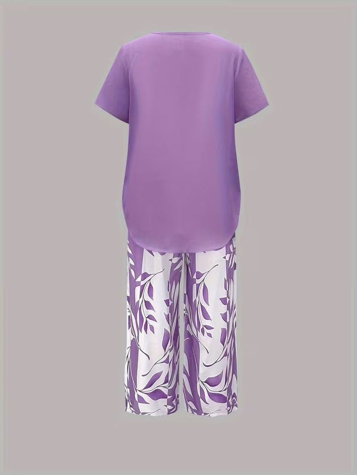 Scarlett | Women's Relaxed Leaf Print Two Piece Coordinated Set