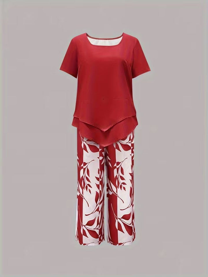 Scarlett | Women's Relaxed Leaf Print Two Piece Coordinated Set