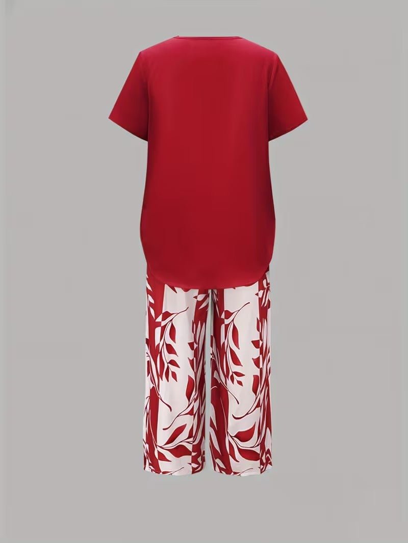 Scarlett | Women's Relaxed Leaf Print Two Piece Coordinated Set