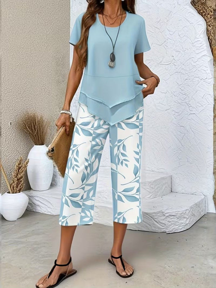 Scarlett | Women's Relaxed Leaf Print Two Piece Coordinated Set