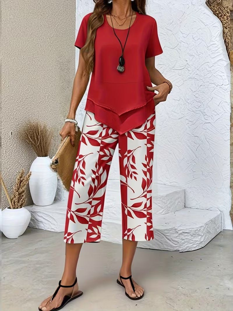 Scarlett | Women's Relaxed Leaf Print Two Piece Coordinated Set