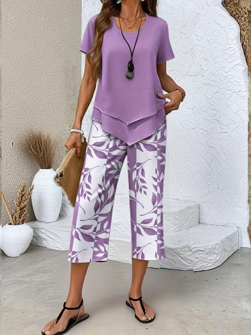 Scarlett | Women's Relaxed Leaf Print Two Piece Coordinated Set