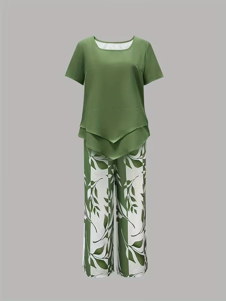 Scarlett | Women's Relaxed Leaf Print Two Piece Coordinated Set