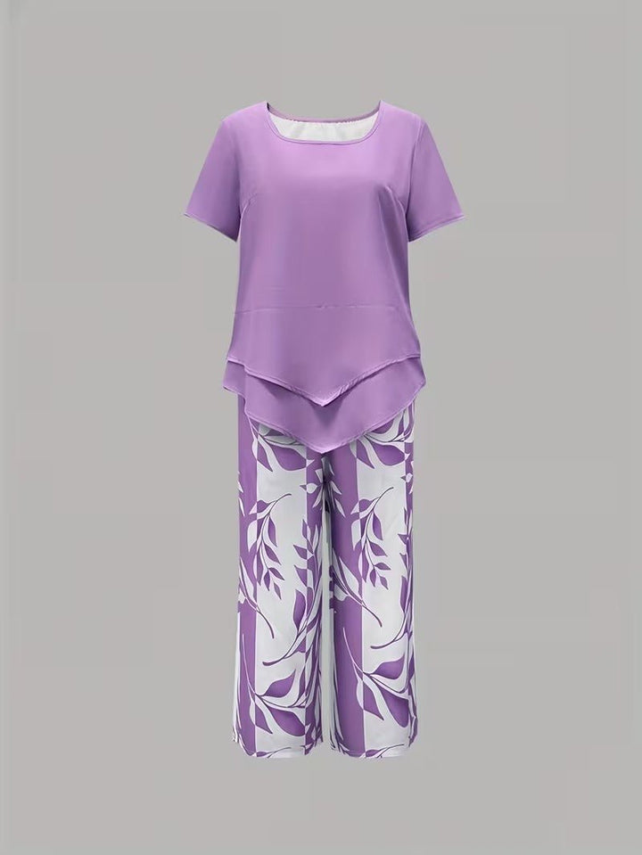 Scarlett | Women's Relaxed Leaf Print Two Piece Coordinated Set