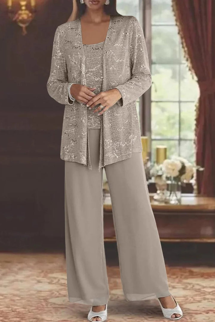 Isla | Women's Sequined Wide-Leg Three-Piece Occasion Set