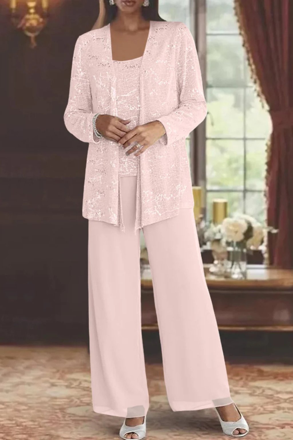 Isla | Women's Sequined Wide-Leg Three-Piece Occasion Set