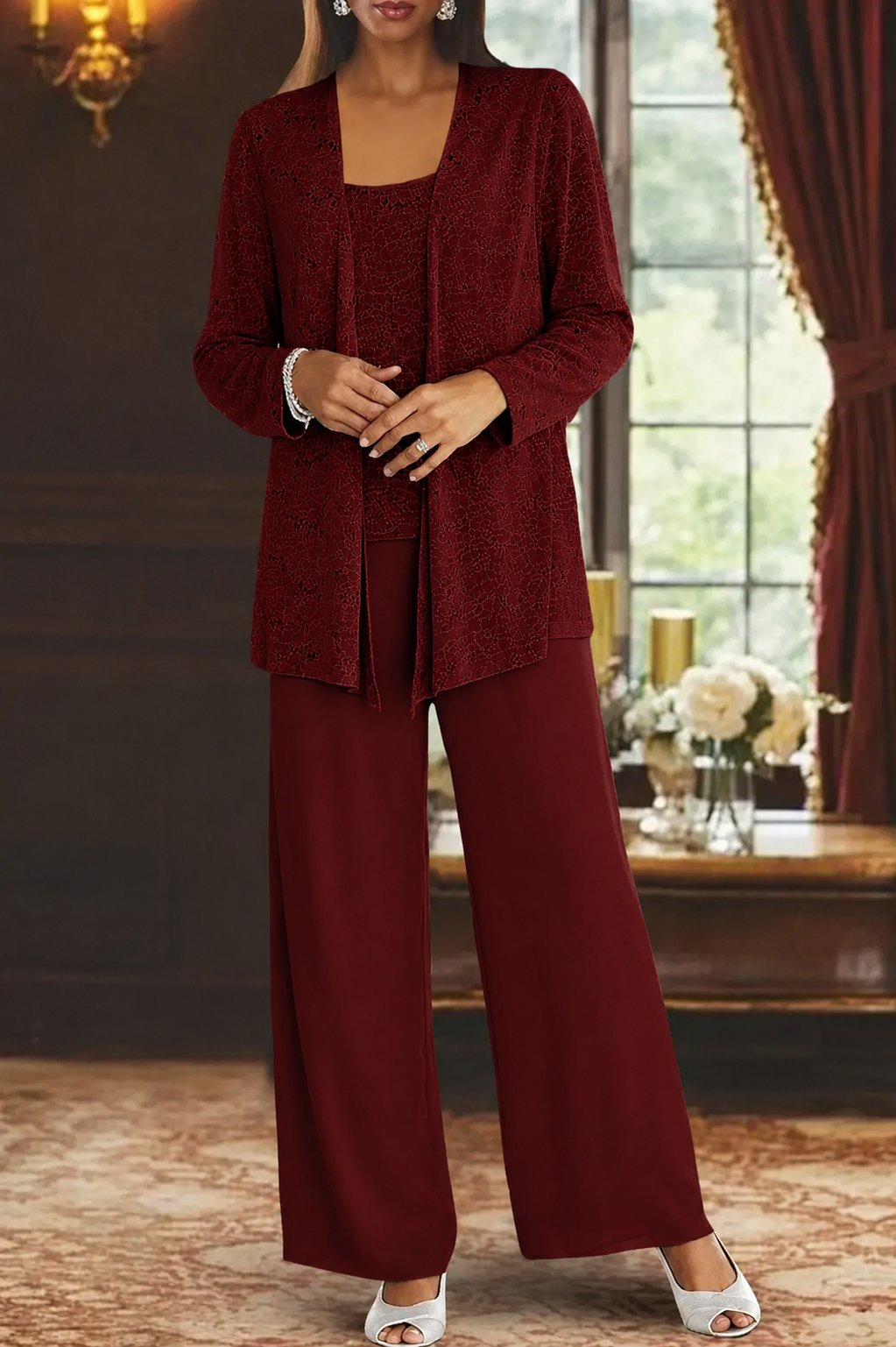 Isla | Women's Sequined Wide-Leg Three-Piece Occasion Set