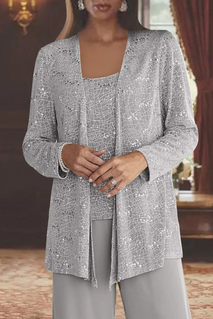 Isla | Women's Sequined Wide-Leg Three-Piece Occasion Set
