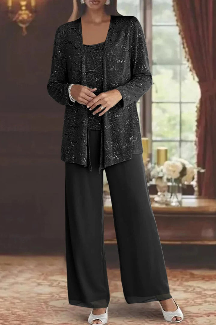 Isla | Women's Sequined Wide-Leg Three-Piece Occasion Set