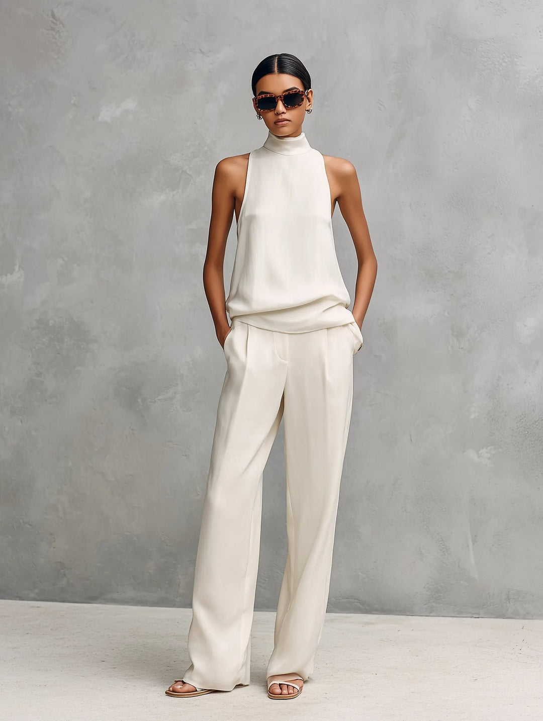 Isla | Women's Sleeveless Cotton-Linen Two-Piece Set