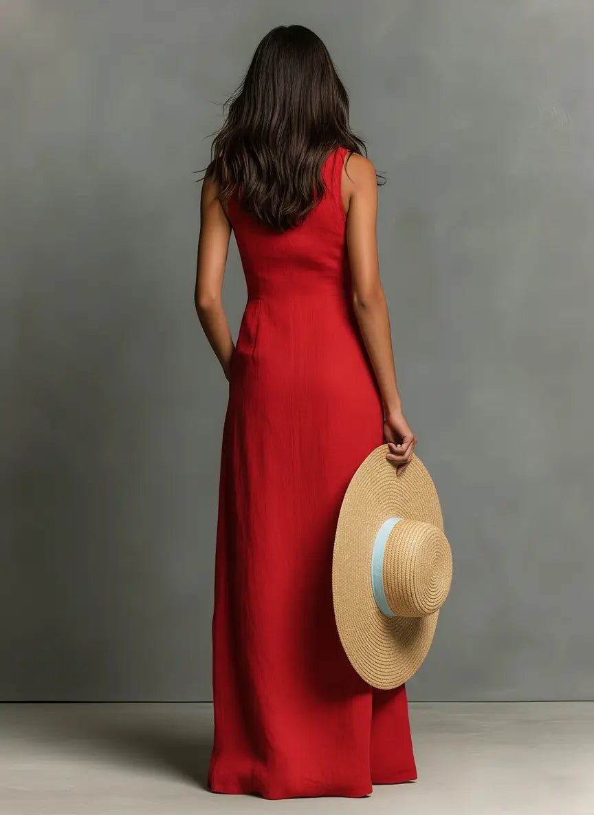 Isla | Women's Sleeveless Linen Maxi Shirt Dress