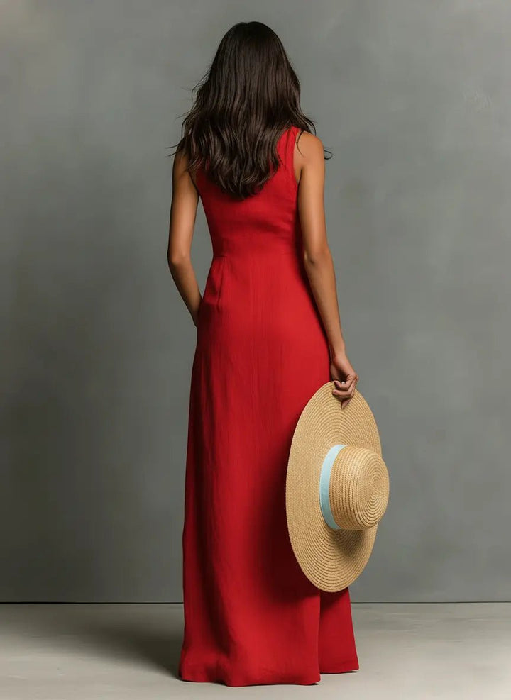 Isla | Women's Sleeveless Linen Maxi Shirt Dress