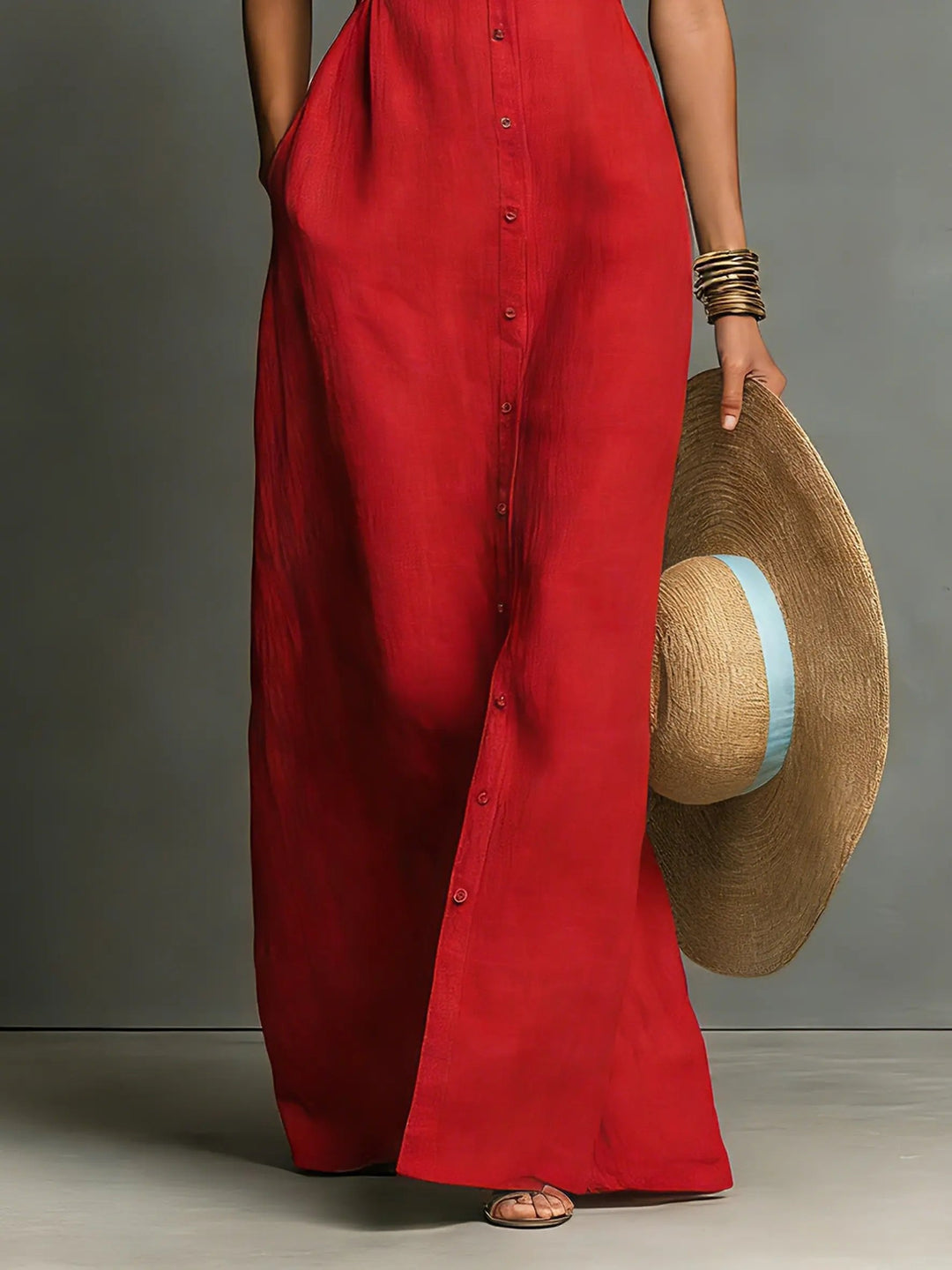 Isla | Women's Sleeveless Linen Maxi Shirt Dress