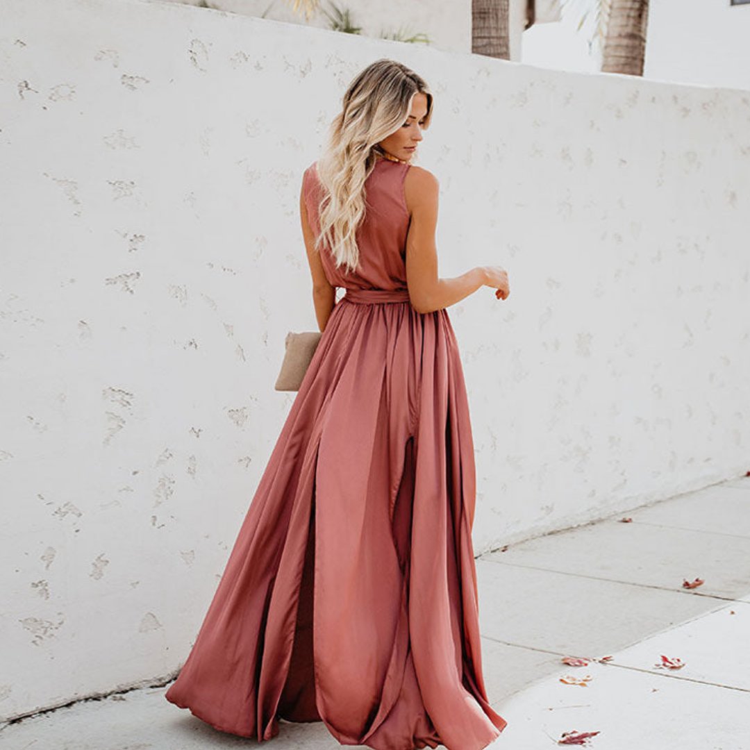 Ivy | Women's Sleeveless Side-Split Tie-Waist Maxi Dress