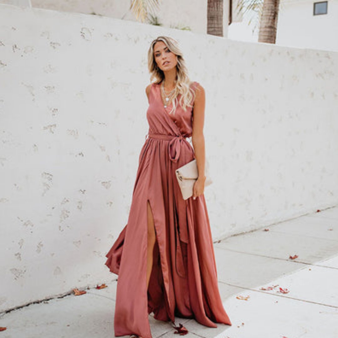 Ivy | Women's Sleeveless Side-Split Tie-Waist Maxi Dress