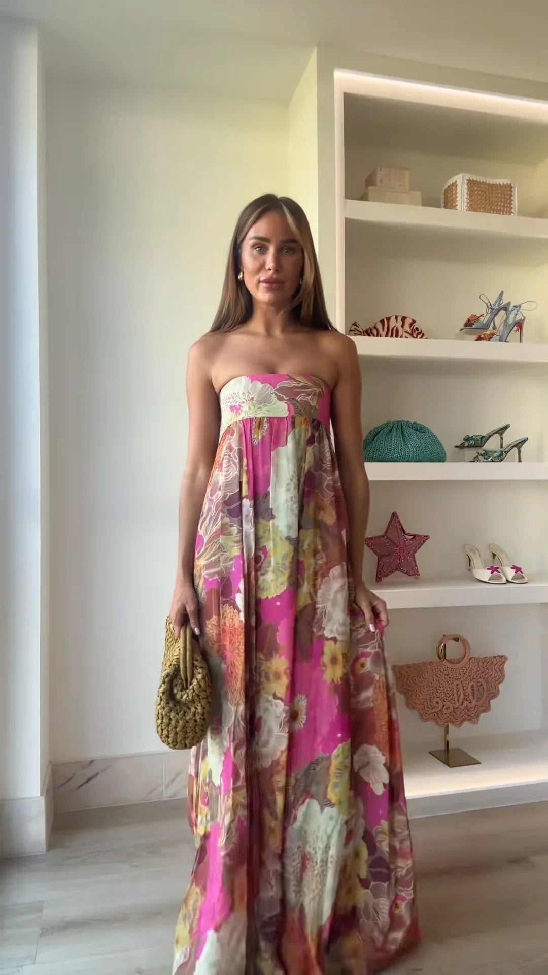 Sophie | Women's Strapless Floral Maxi Wedding Guest Dress