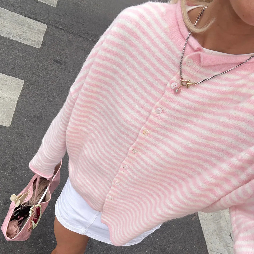 Julia | Women's Striped Button Front Cardigan Sweater