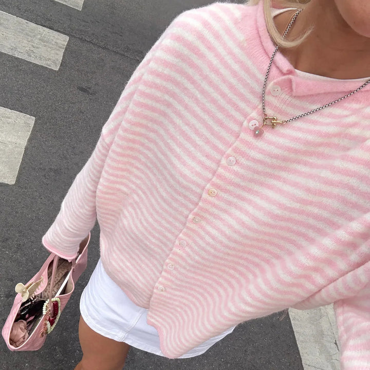 Julia | Women's Striped Button Front Cardigan Sweater