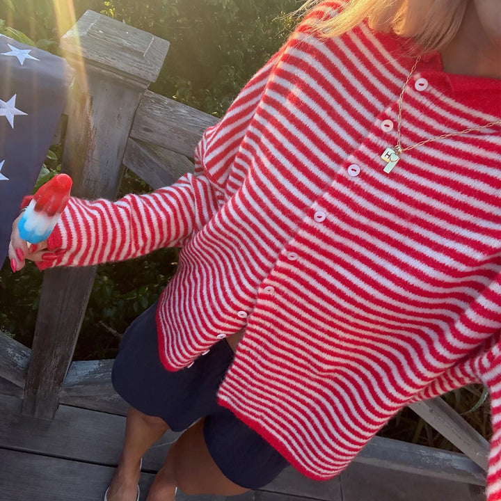 Julia | Women's Striped Button Front Cardigan Sweater
