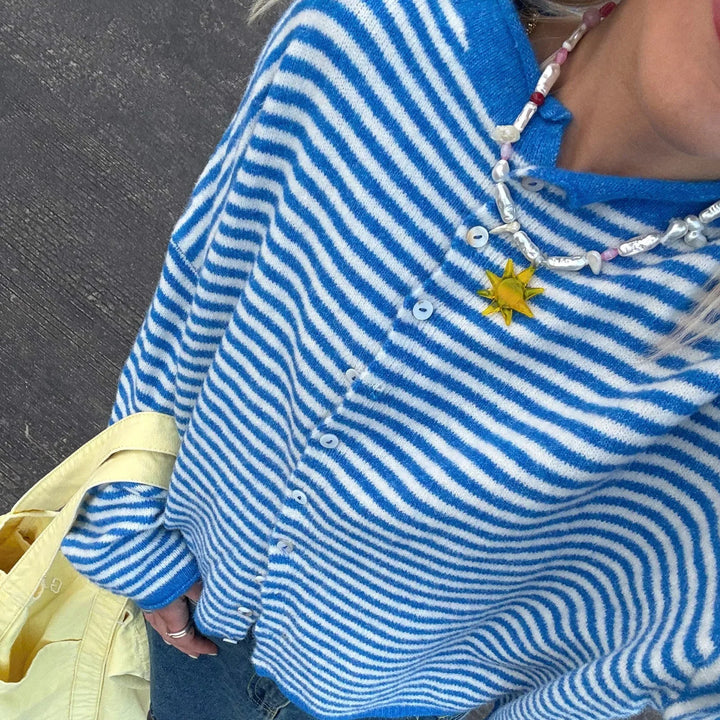Julia | Women's Striped Button Front Cardigan Sweater