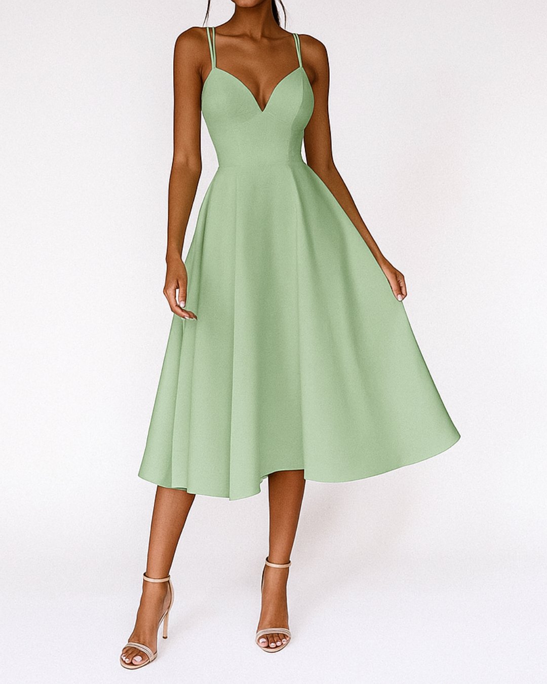 Ava | Women's Sweetheart Strappy Midi Dress