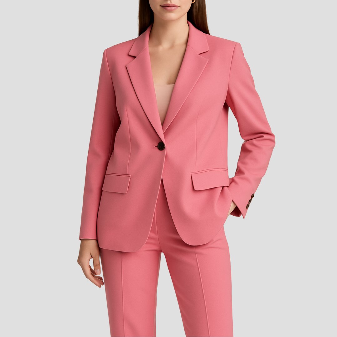 Aria | Women's Tailored Fluid Crepe Two-Piece Set Single-Button Blazer Straight-Leg Trousers