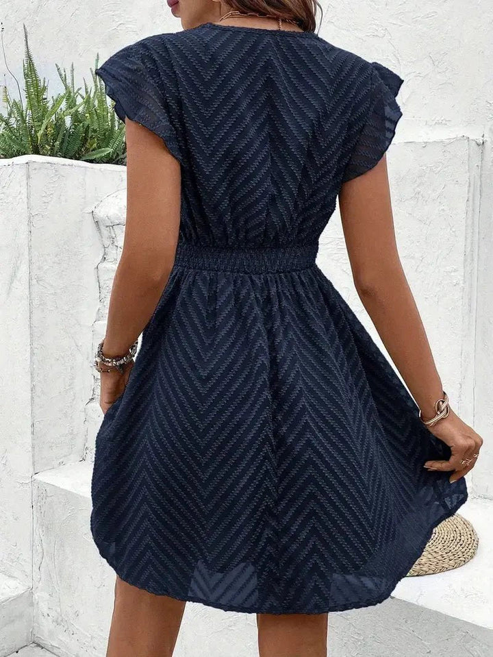 Sophie | Women's V-Neck Lace-Trim Cap-Sleeve Flared Mini Dress