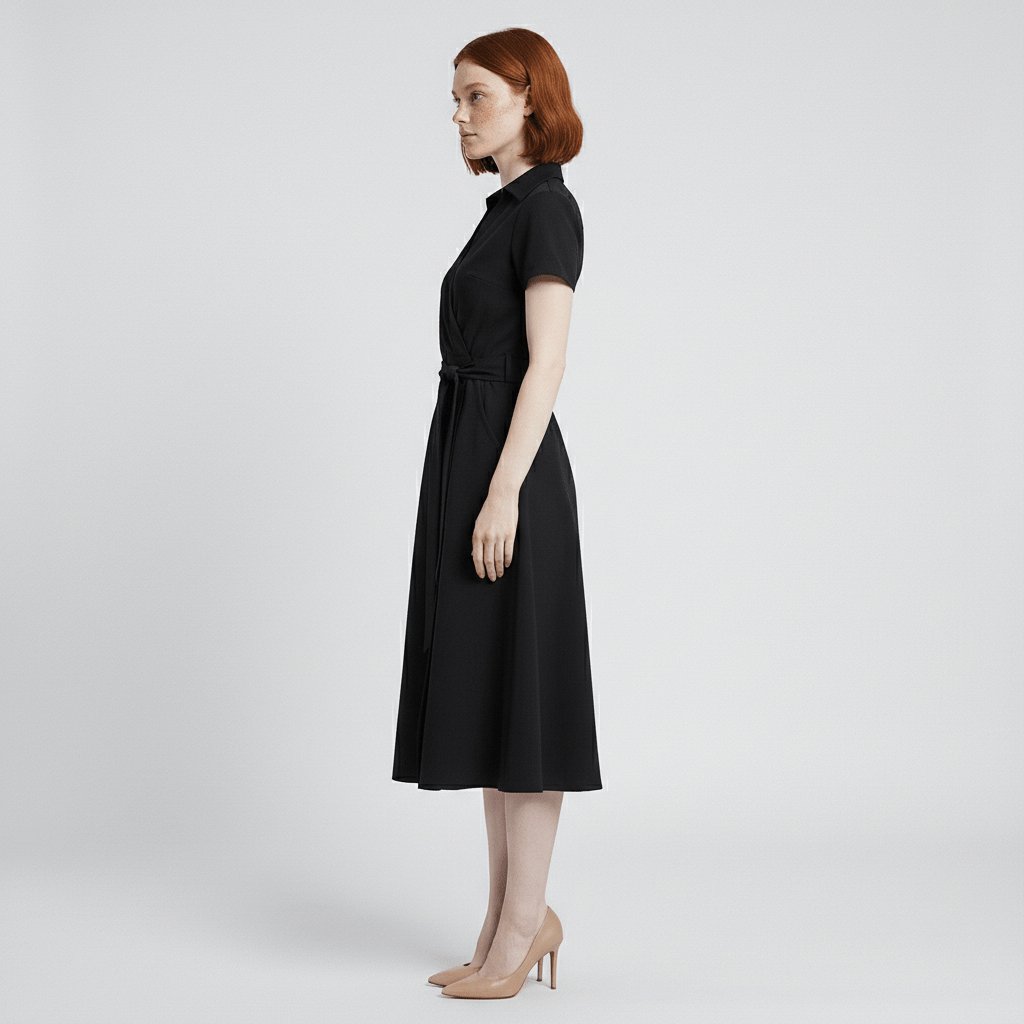 Evelyn | Women's V-Neck Wrap-Style A-Line Midi Dress Waist Tie