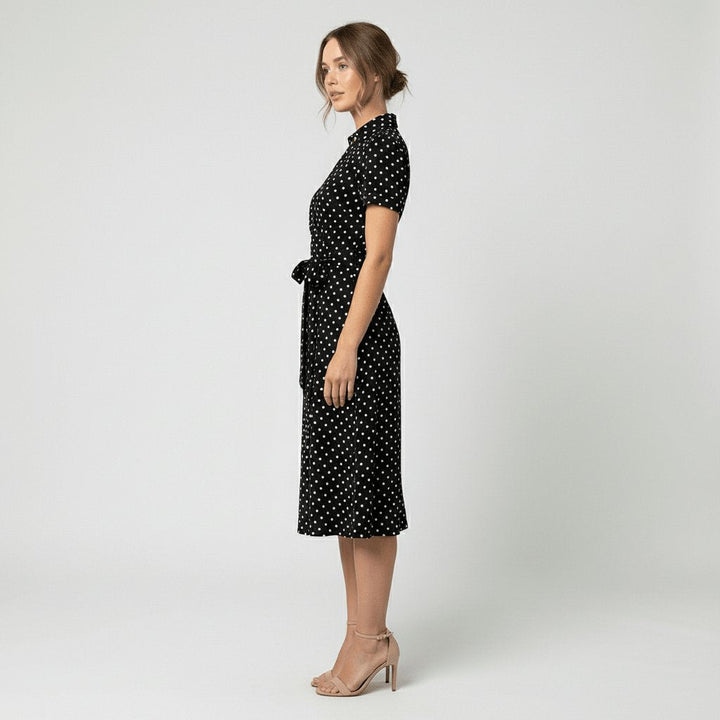 Evelyn | Women's V-Neck Wrap-Style A-Line Midi Dress Waist Tie