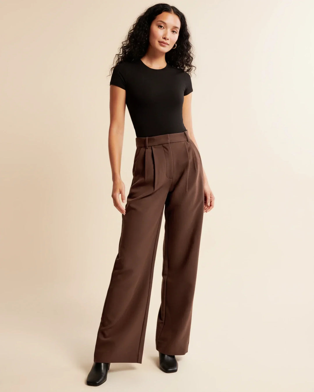 Eloise | High Waist Pleated Leg Trousers with Tailored Fit