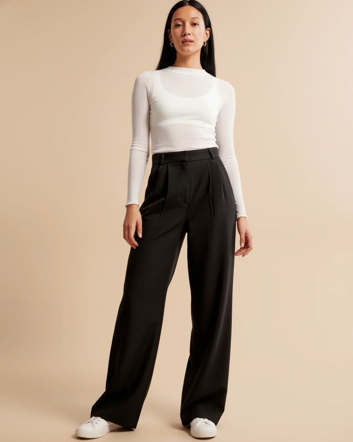 Eloise | High Waist Pleated Leg Trousers with Tailored Fit